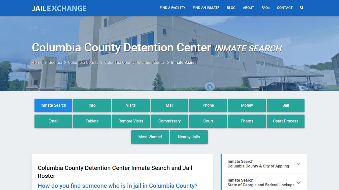 Columbia County Detention Center Inmate Search - Jail Exchange