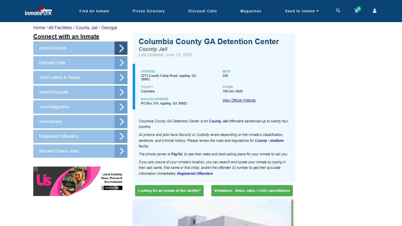 Columbia County GA Detention Center - Inmate Locator - Appling, GA